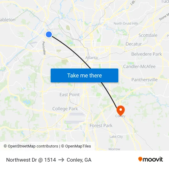 Northwest Dr @ 1514 to Conley, GA map