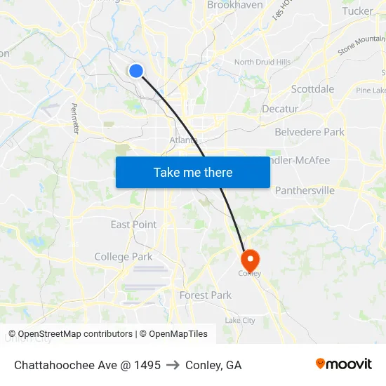 Chattahoochee Ave @ 1495 to Conley, GA map