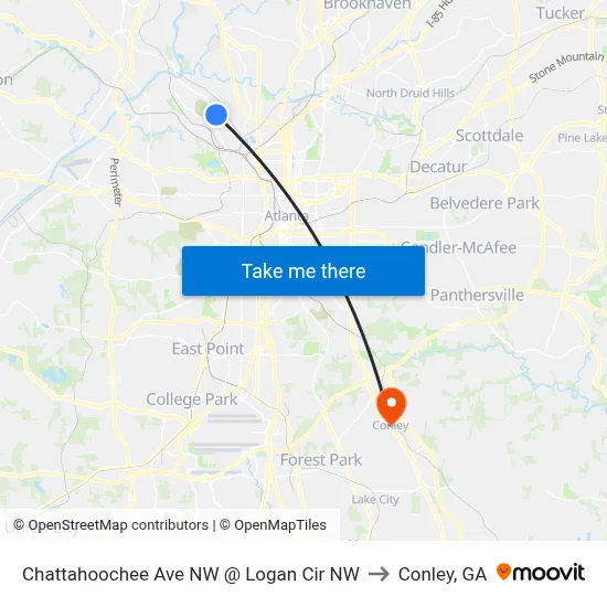 Chattahoochee Ave NW @ Logan Cir NW to Conley, GA map