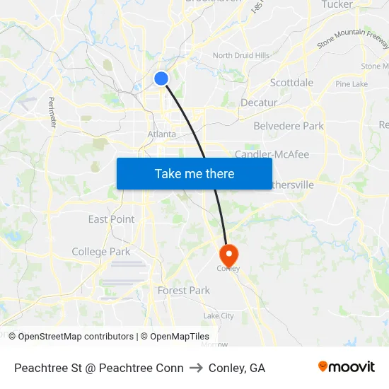 Peachtree St @ Peachtree Conn to Conley, GA map