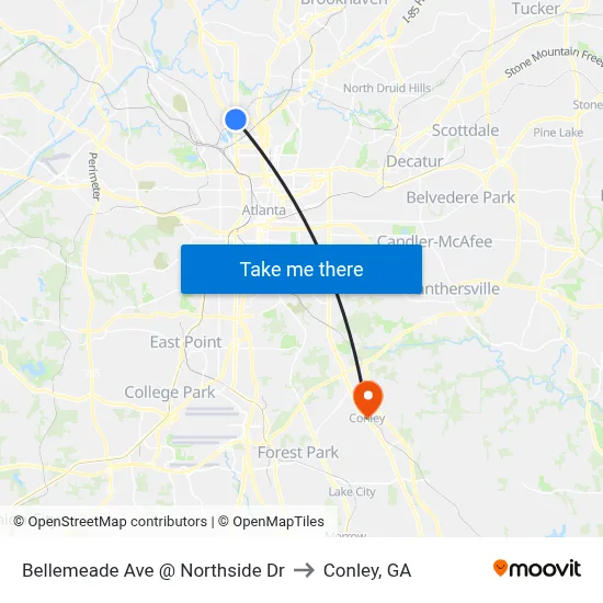Bellemeade Ave @ Northside Dr to Conley, GA map