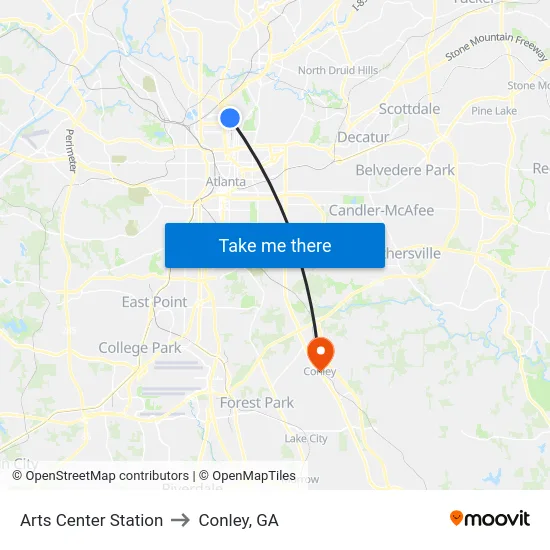 Arts Center Station to Conley, GA map