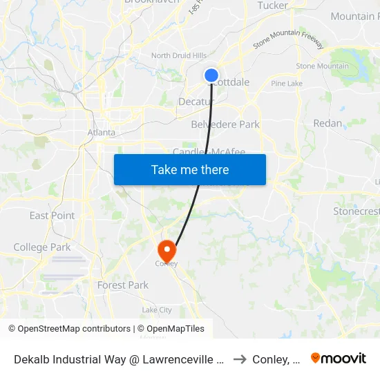 Dekalb Industrial Way @ Lawrenceville Hwy to Conley, GA map