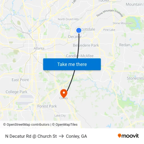 N Decatur Rd @ Church St to Conley, GA map