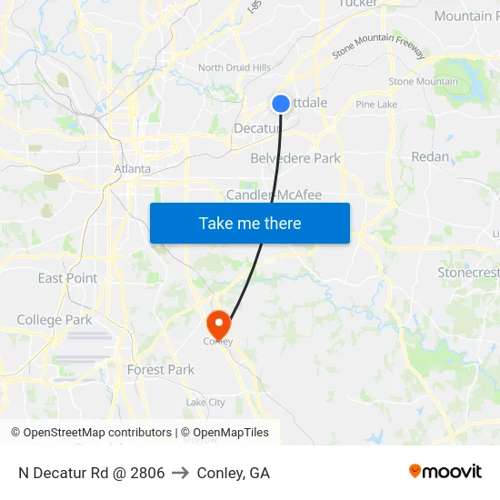 N Decatur Rd @ 2806 to Conley, GA map