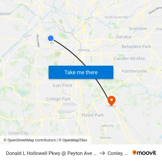Donald L Hollowell Pkwy @ Peyton Ave NW to Conley, GA map