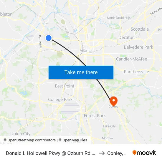 Donald L Hollowell Pkwy @ Ozburn Rd NW to Conley, GA map