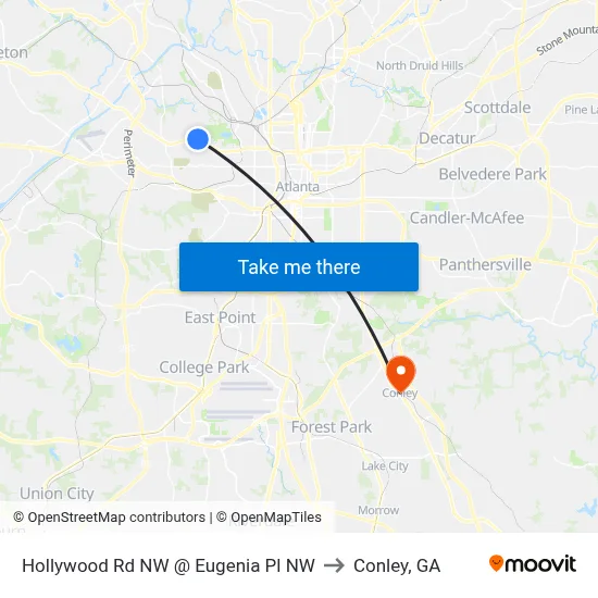 Hollywood Rd NW @ Eugenia Pl NW to Conley, GA map