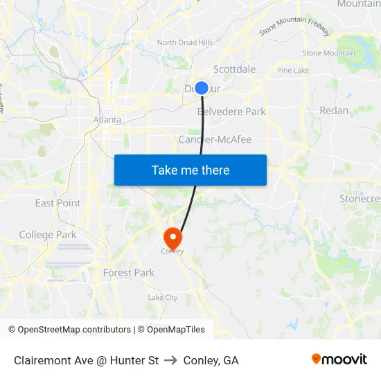 Clairemont Ave @ Hunter St to Conley, GA map