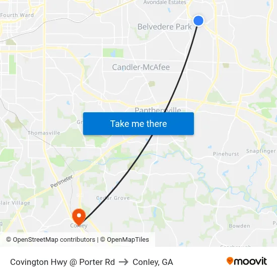 Covington Hwy @ Porter Rd to Conley, GA map