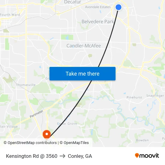 Kensington Rd @ 3560 to Conley, GA map