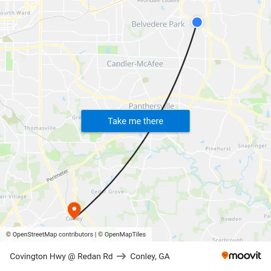 Covington Hwy @ Redan Rd to Conley, GA map