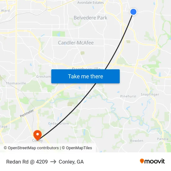 Redan Rd @ 4209 to Conley, GA map
