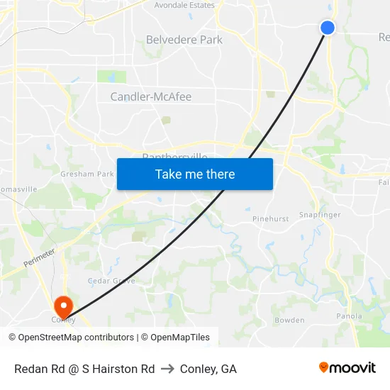 Redan Rd @ S Hairston Rd to Conley, GA map