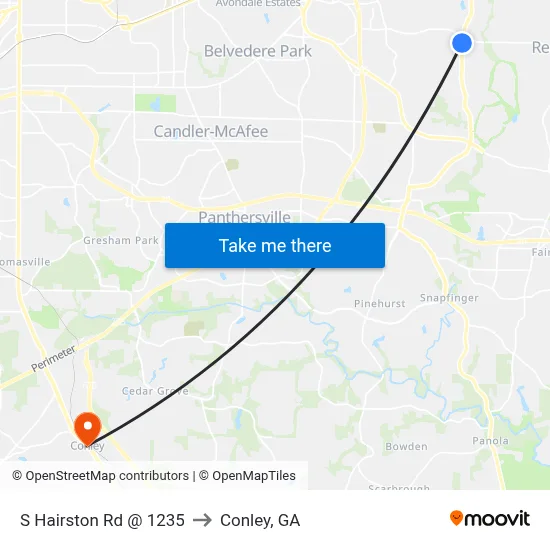 S Hairston Rd @ 1235 to Conley, GA map