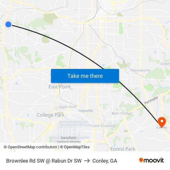 Brownlee Rd SW @ Rabun Dr SW to Conley, GA map