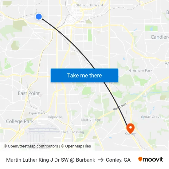 Martin Luther King J Dr SW @ Burbank to Conley, GA map