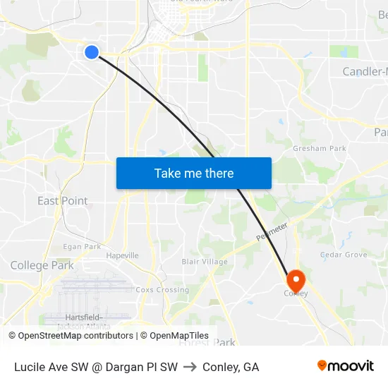 Lucile Ave SW @ Dargan Pl SW to Conley, GA map