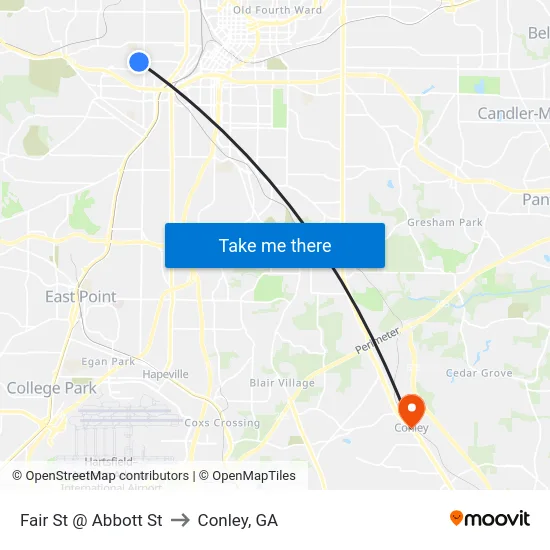 Fair St @ Abbott St to Conley, GA map