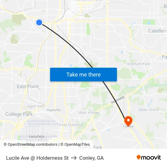 Lucile Ave @ Holderness St to Conley, GA map