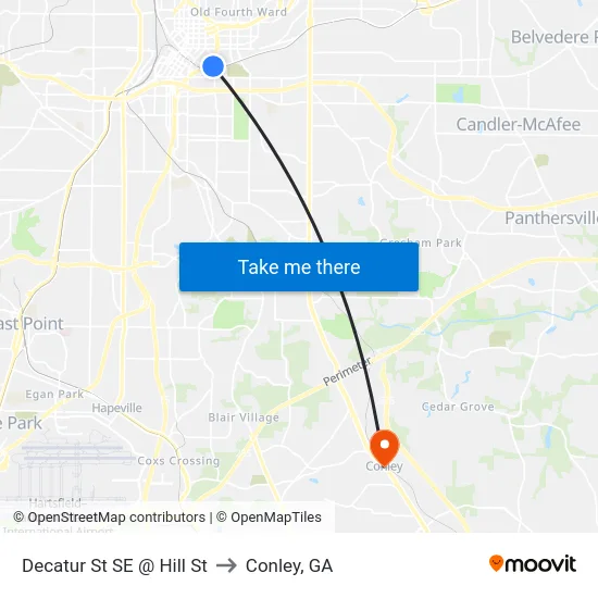 Decatur St SE @ Hill St to Conley, GA map