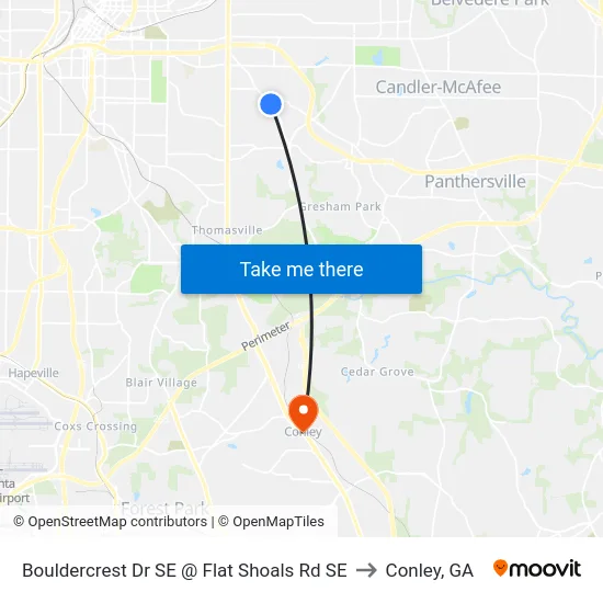 Bouldercrest Dr SE @ Flat Shoals Rd SE to Conley, GA map