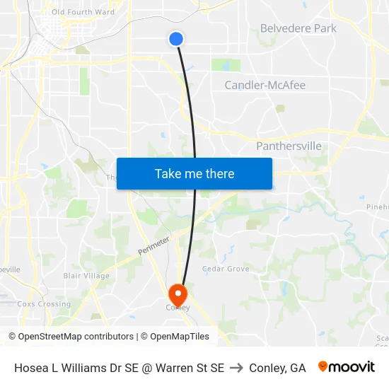 Hosea L Williams Dr SE @ Warren St SE to Conley, GA map