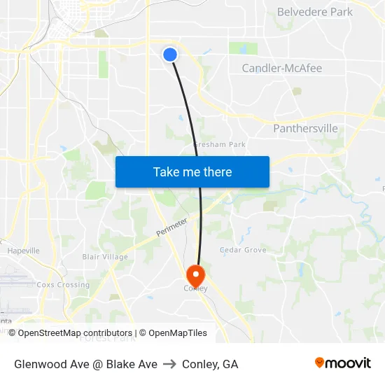 Glenwood Ave @ Blake Ave to Conley, GA map