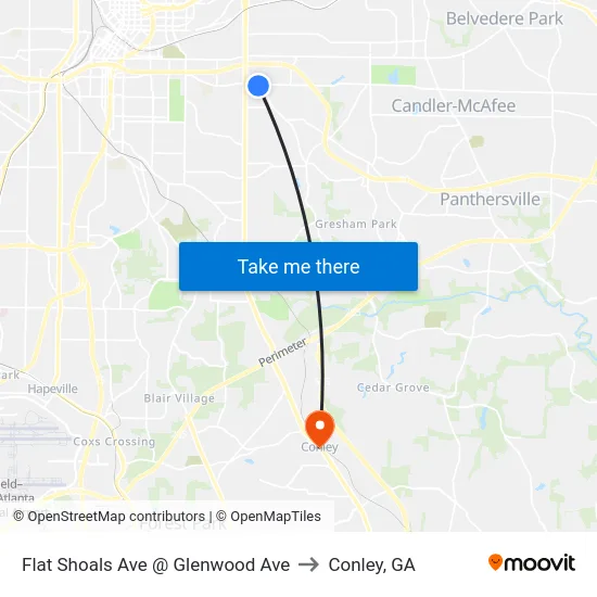 Flat Shoals Ave @ Glenwood Ave to Conley, GA map