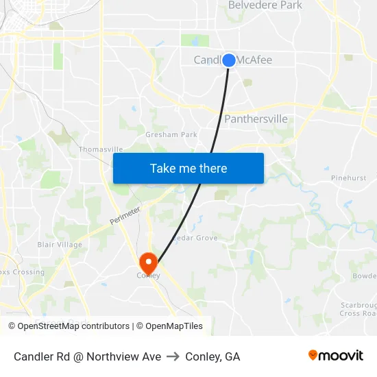 Candler Rd @ Northview Ave to Conley, GA map