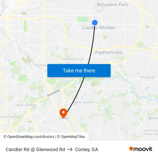 Candler Rd @ Glenwood Rd to Conley, GA map