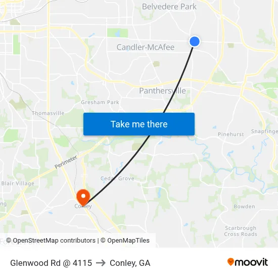 Glenwood Rd @ 4115 to Conley, GA map