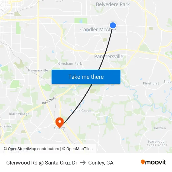 Glenwood Rd @ Santa Cruz Dr to Conley, GA map