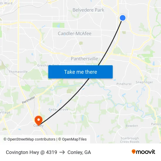 Covington Hwy @ 4319 to Conley, GA map