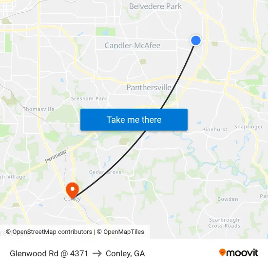 Glenwood Rd @ 4371 to Conley, GA map