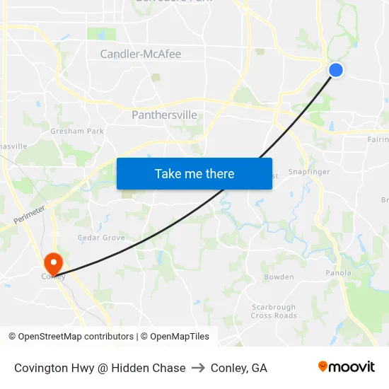 Covington Hwy @ Hidden Chase to Conley, GA map