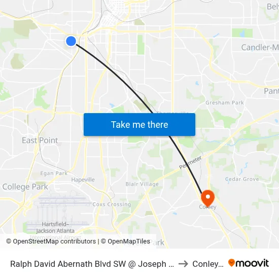 Ralph David Abernath Blvd SW @ Joseph E Lowery Blvd to Conley, GA map