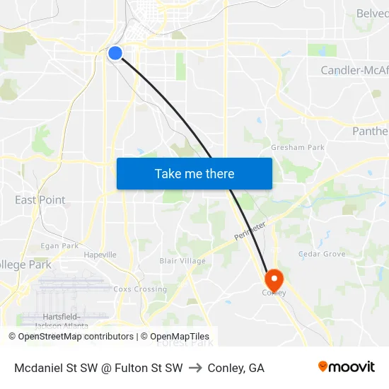 Mcdaniel St SW @ Fulton St SW to Conley, GA map