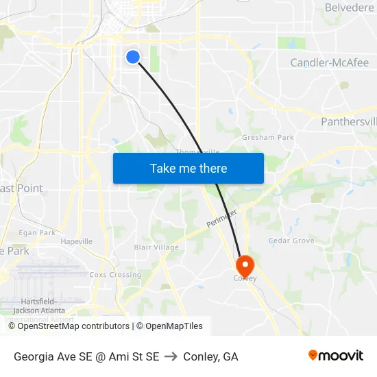 Georgia Ave SE @ Ami St SE to Conley, GA map