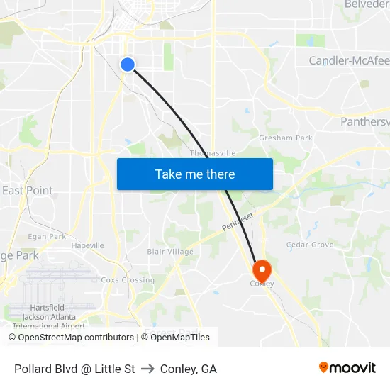 Pollard Blvd @ Little St to Conley, GA map