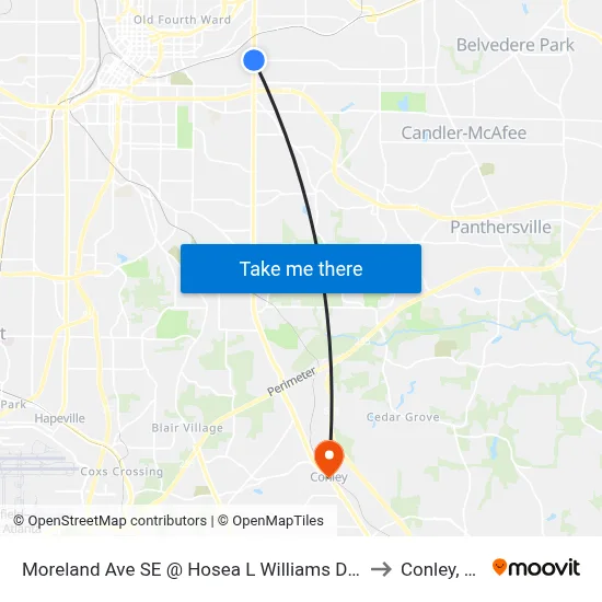 Moreland Ave SE @ Hosea L Williams Dr NE to Conley, GA map
