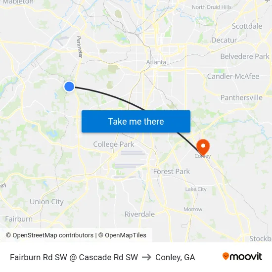 Fairburn Rd SW @ Cascade Rd SW to Conley, GA map