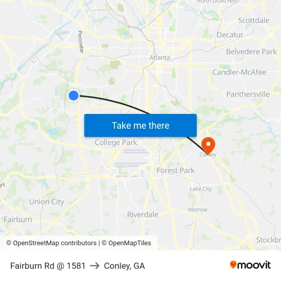 Fairburn Rd @ 1581 to Conley, GA map