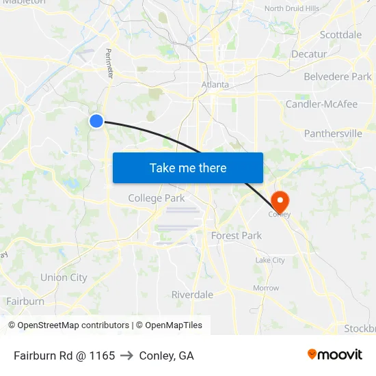 Fairburn Rd @ 1165 to Conley, GA map
