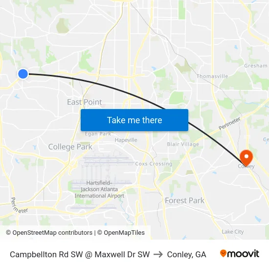 Campbellton Rd SW @ Maxwell Dr SW to Conley, GA map
