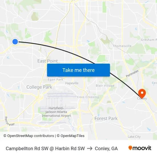 Campbellton Rd SW @ Harbin Rd SW to Conley, GA map