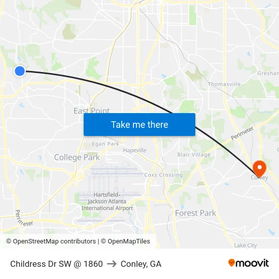 Childress Dr SW @ 1860 to Conley, GA map
