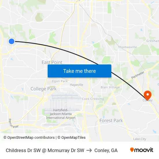 Childress Dr SW @ Mcmurray Dr SW to Conley, GA map