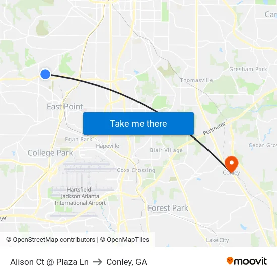 Alison Ct @ Plaza Ln to Conley, GA map