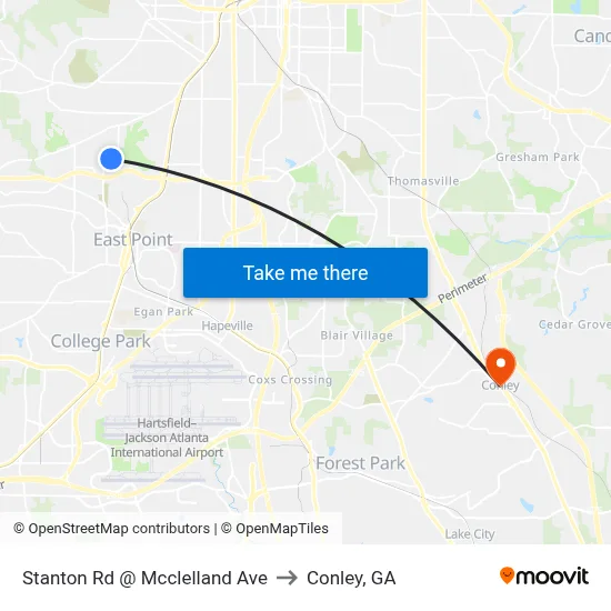 Stanton Rd @ Mcclelland Ave to Conley, GA map